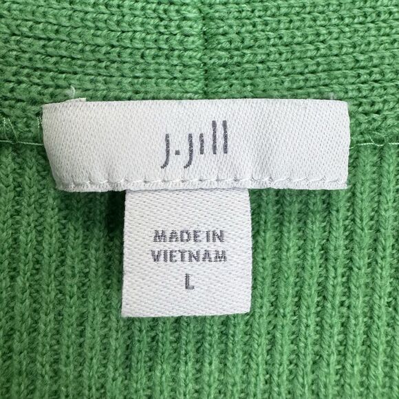 J Jill Kelly Green Oversized Open Cardigan Car Coat Pockets LARGE Short Sleeves - Picture 4 of 6